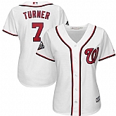 Women Nationals 7 Trea Turner White 2019 World Series Bound Cool Base Jersey,baseball caps,new era cap wholesale,wholesale hats